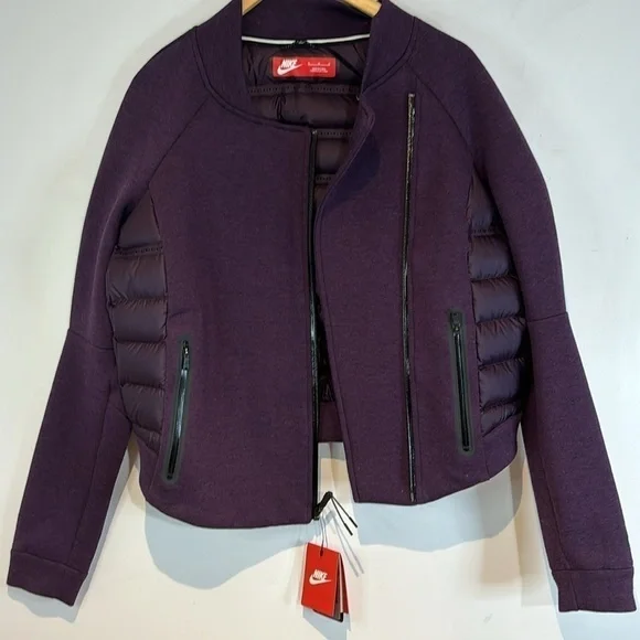 Nike Tech Womens Aeroloft 800 down-fill fleece purple Moto jacket medium BNWT - Picture 8 of 14